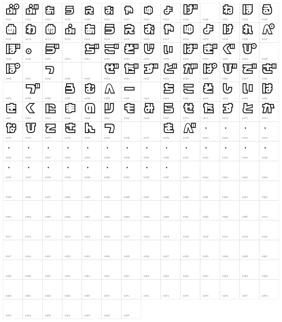 D3 Cosmism Hiragana Character Map