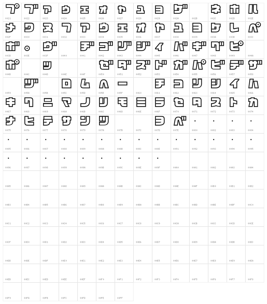 D3 Cosmism Katakana Character Map