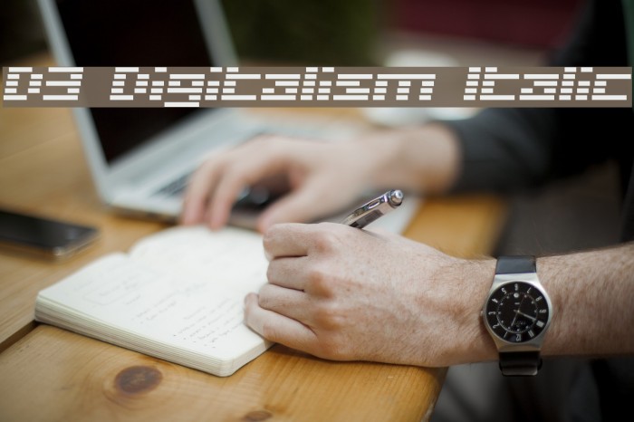D3 Digitalism Italic Font examples