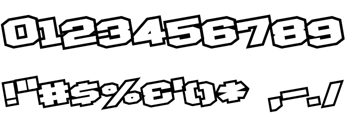 D3 Egoistism outline leaning Font OTHER CHARS