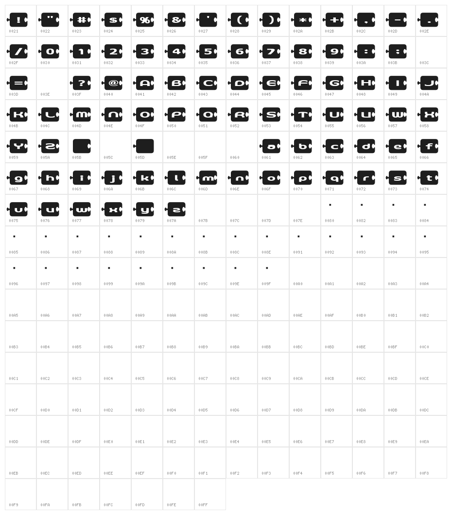 D3 PazzlismA Character Map