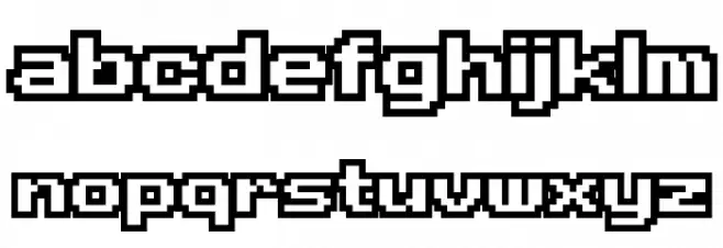 D3 Rabbitmapism Wide Outline फ़ॉन्ट लोअरकेस