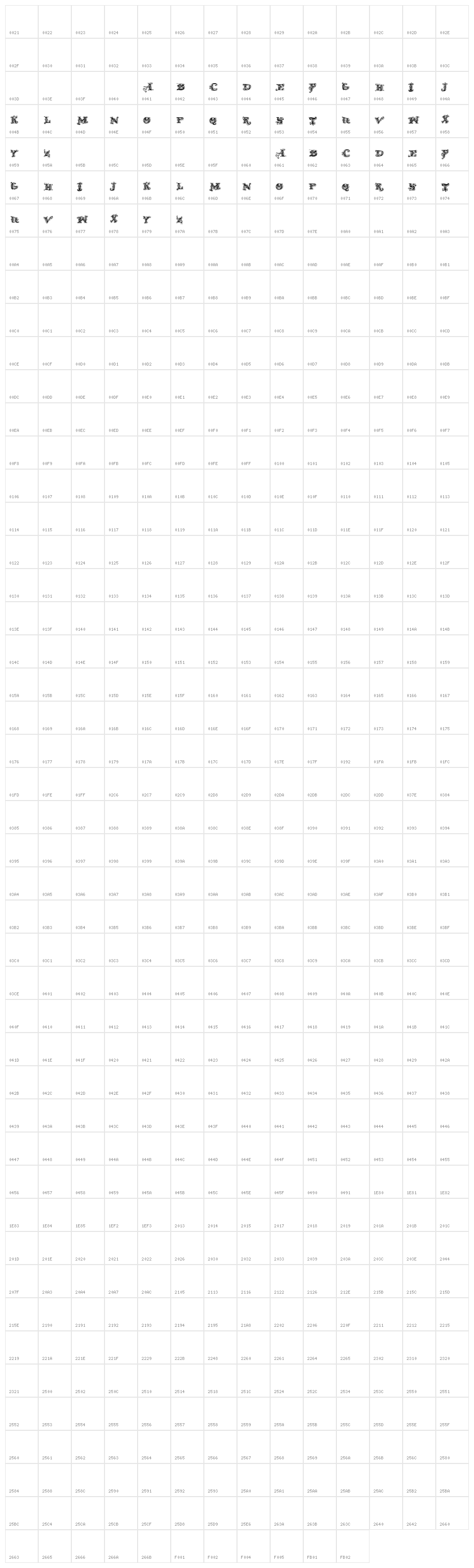 D_OLD MODERN 2 Character Map
