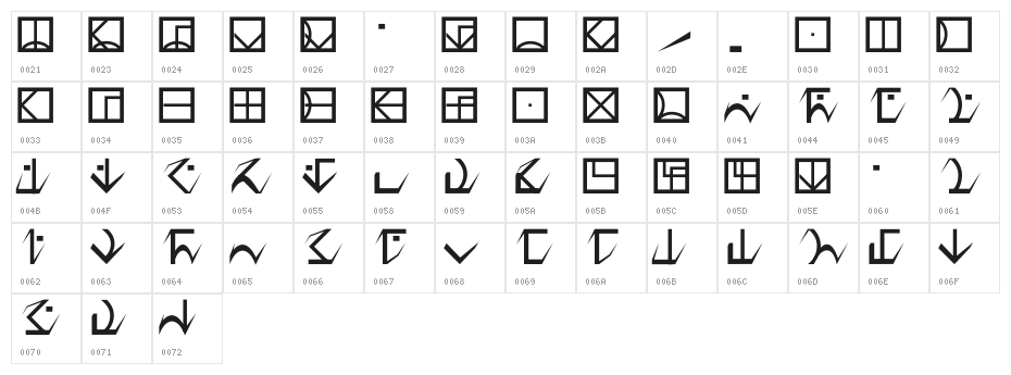 D'ni Script Angular Character Map
