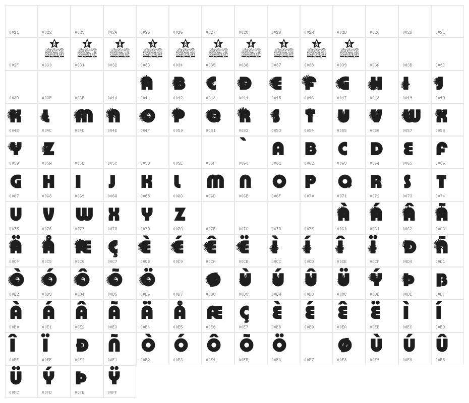 DAISYSPERSONALUSE-Bold Character Map