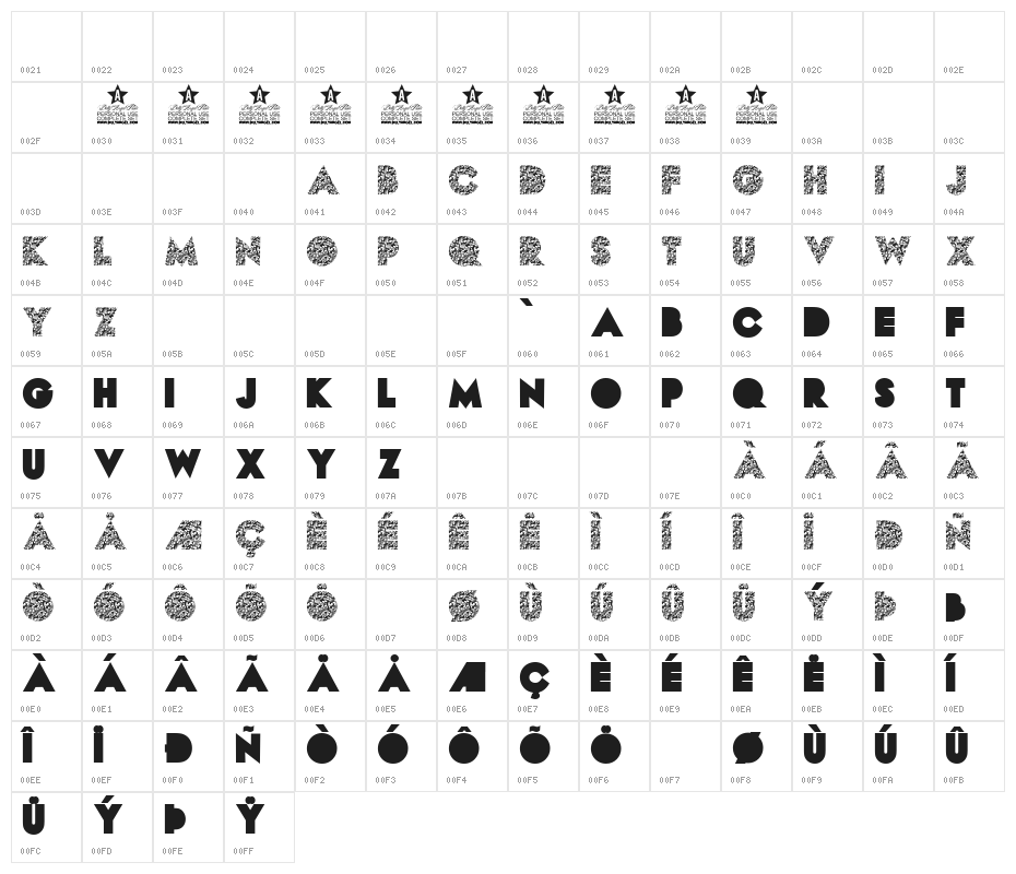 DAMAS PERSONAL USE Bold Character Map