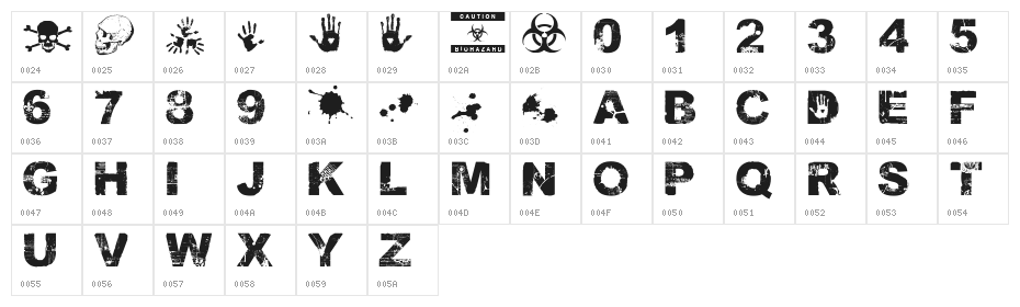 DAMNED Normal Character Map