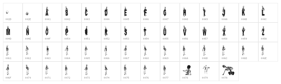 DANCING-DEAD Character Map