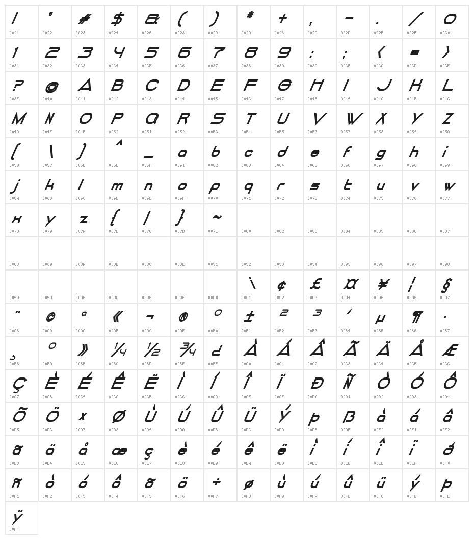 DANCING JUICE Bold Italic Character Map