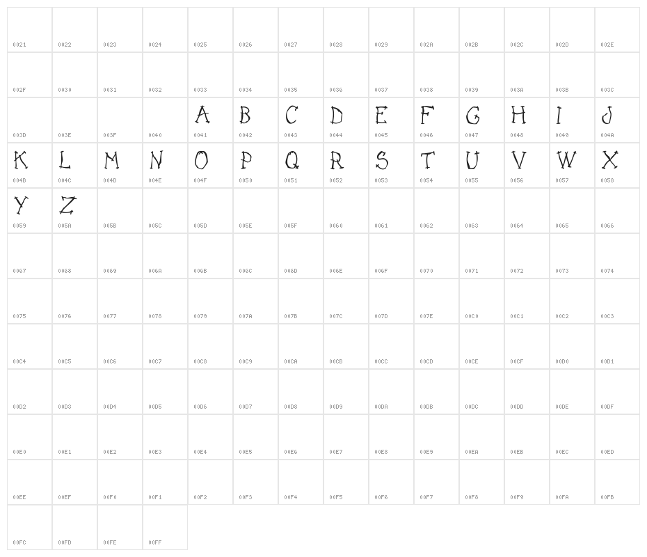 DARK PLACE_DEMO Character Map