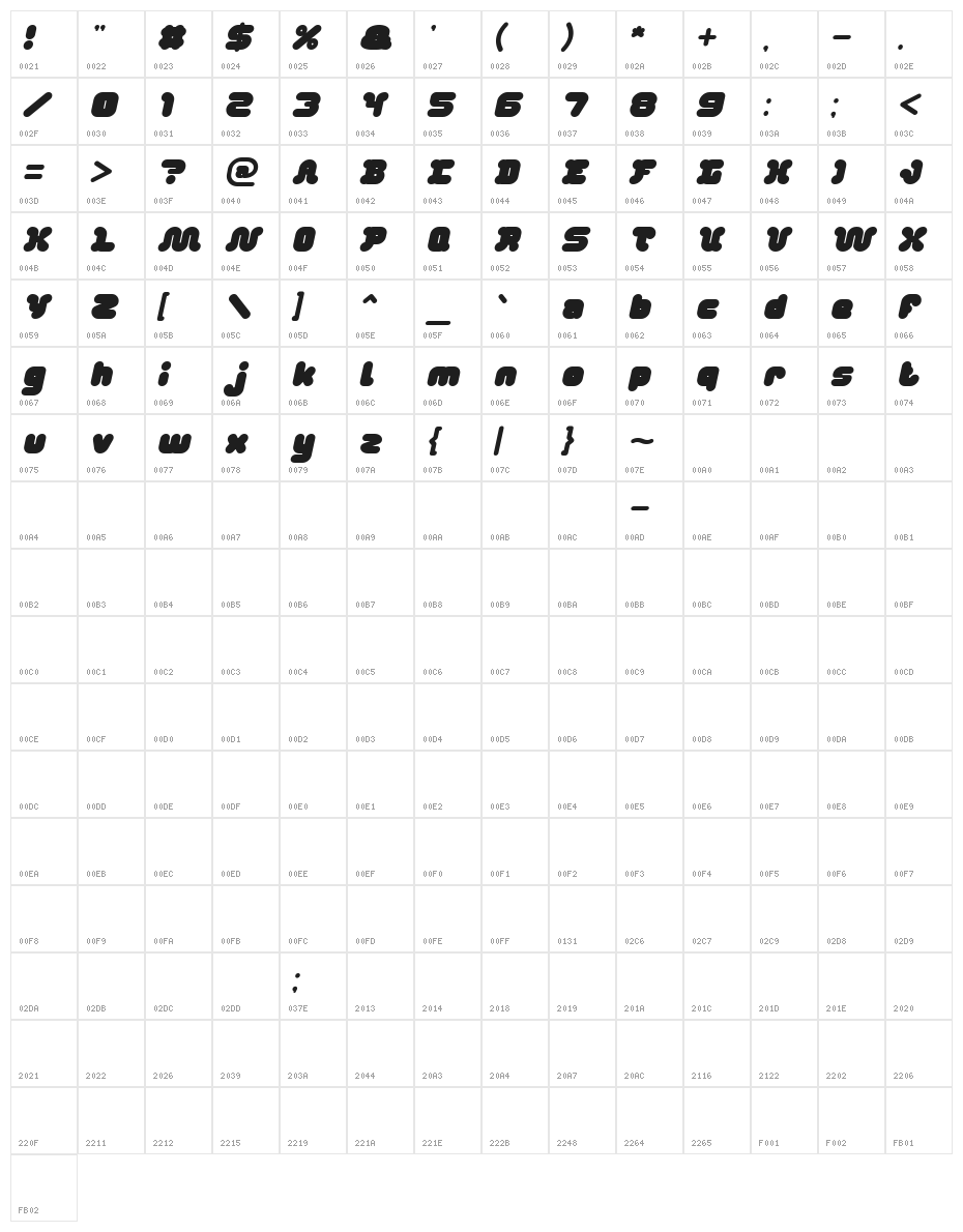 DAY DREAMER Italic Character Map