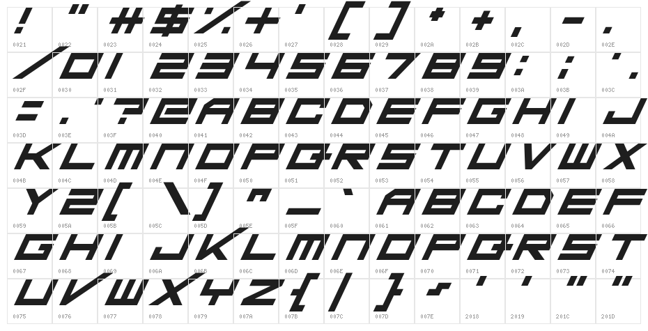 Da Mad Rave Italic Character Map