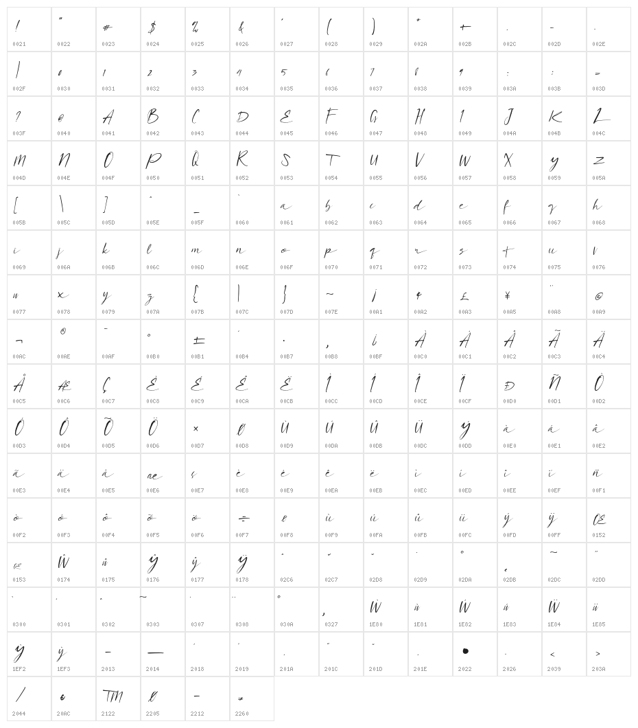 Da Maria Regular Character Map