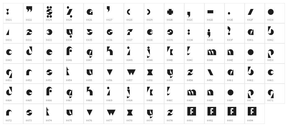 Da Sei Nei! Regular Character Map