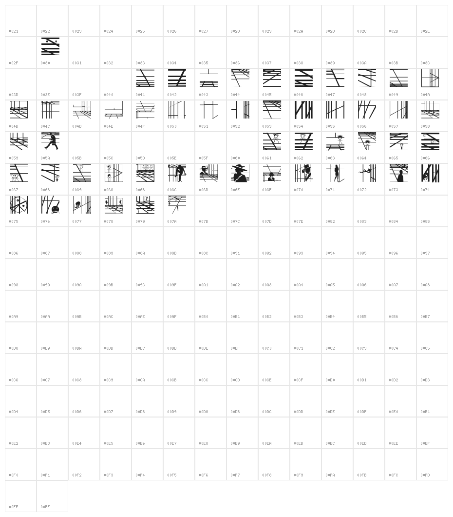 DadaGridB Character Map