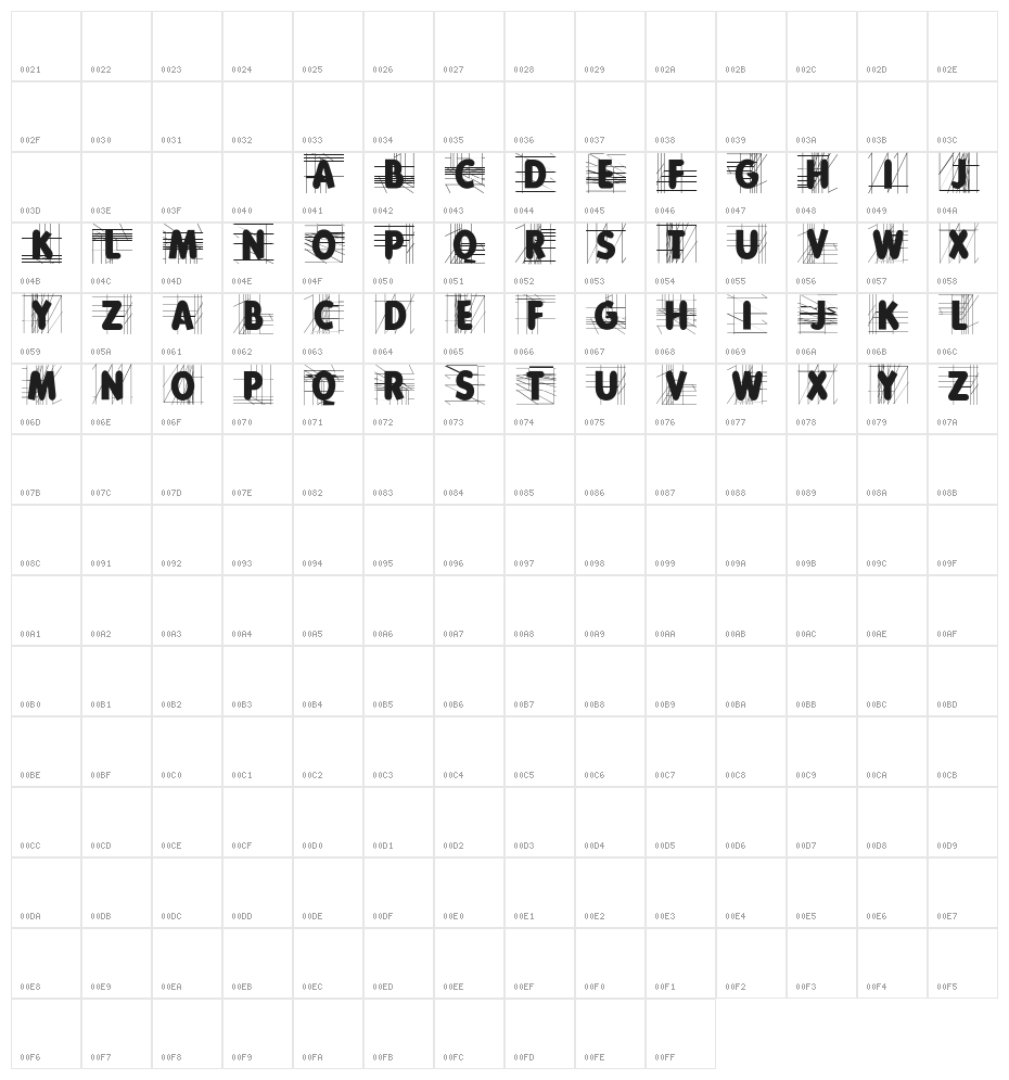 DadaGridD Character Map