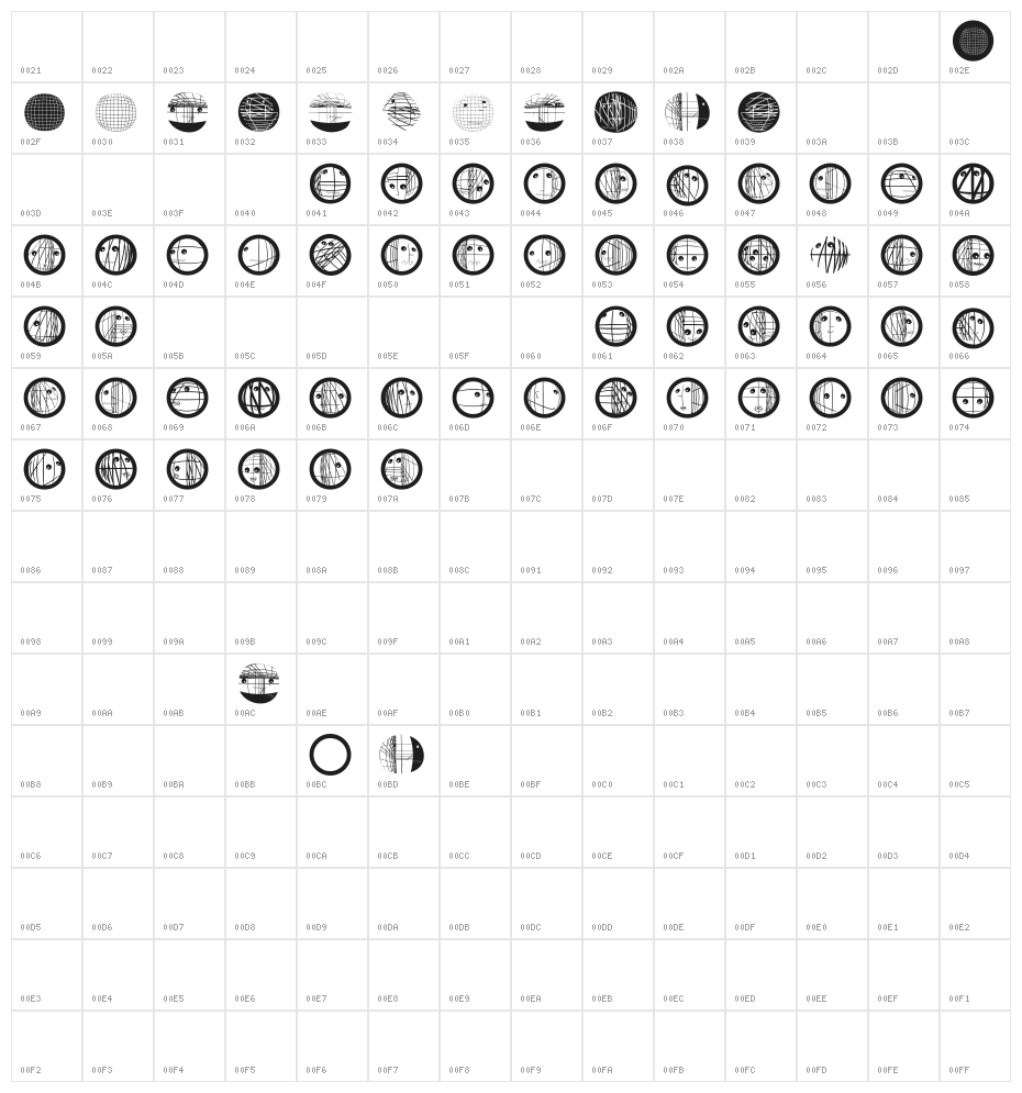 DaddyGrid Character Map