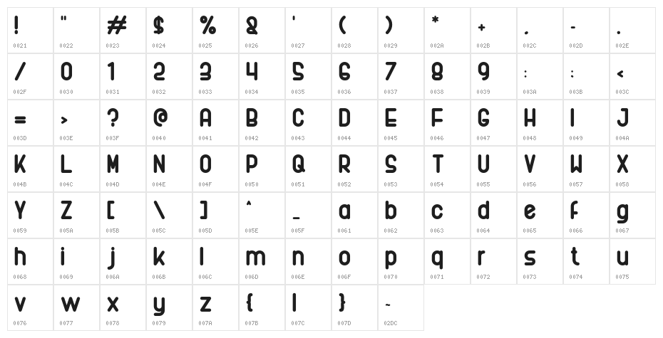DadungBold-Regular Character Map