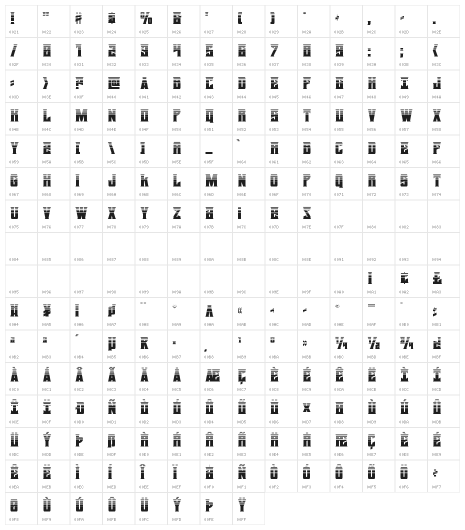 Daemonicus Halftone Character Map