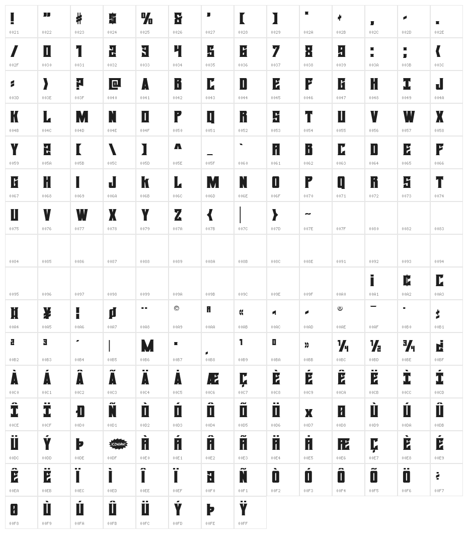 Daemonicus Regular Character Map