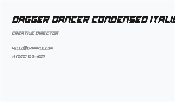 Dagger Dancer Condensed Italic Business Card