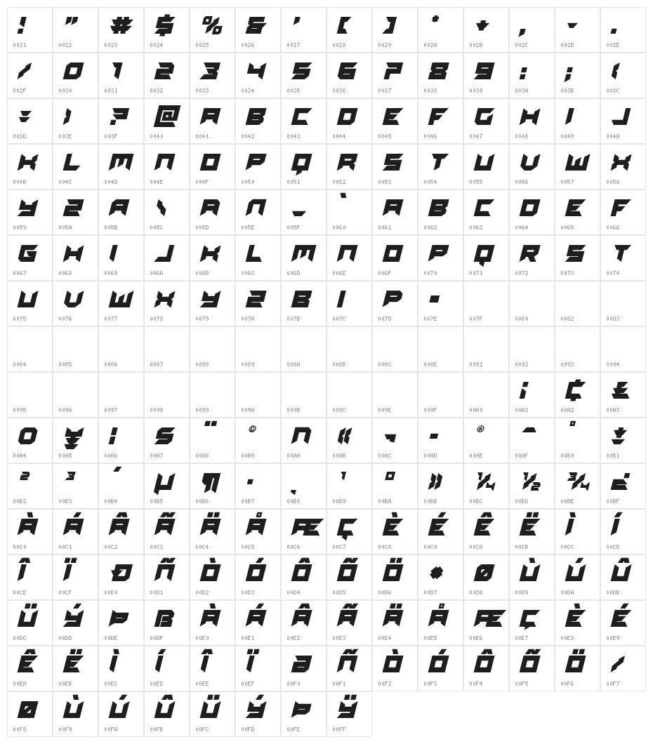 Dagger Dancer Title Italic Character Map