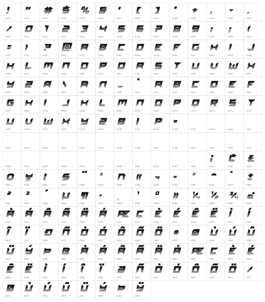 Dagger Dancer Twotone Italic Character Map