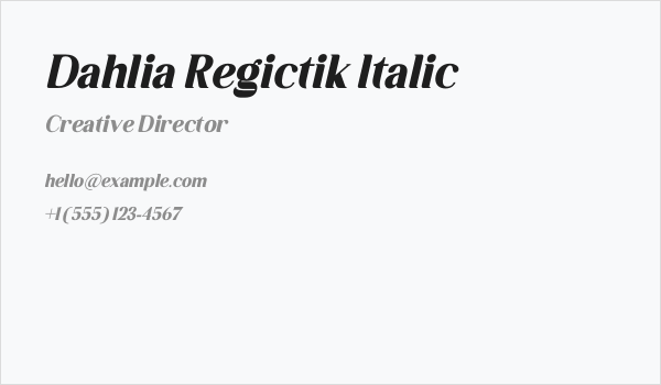 Dahlia Regictik Italic Business Card