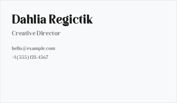 Dahlia Regictik Business Card