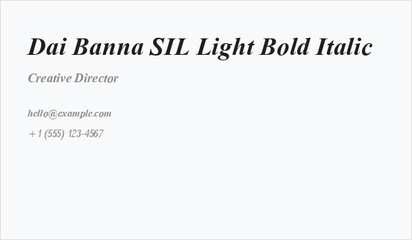Dai Banna SIL Light Bold Italic Business Card