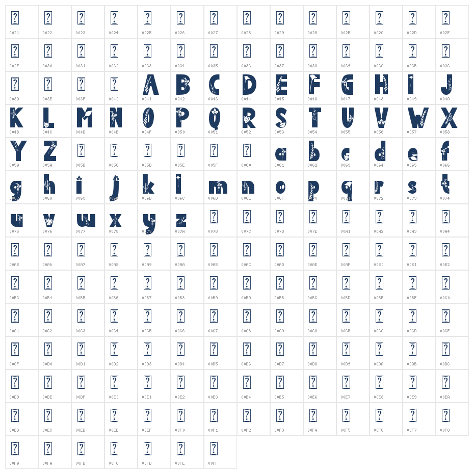 Dainty Spring Character Map