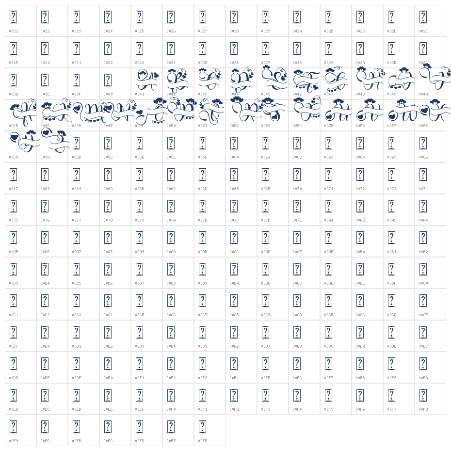 Dainty Valentine Monogram Character Map