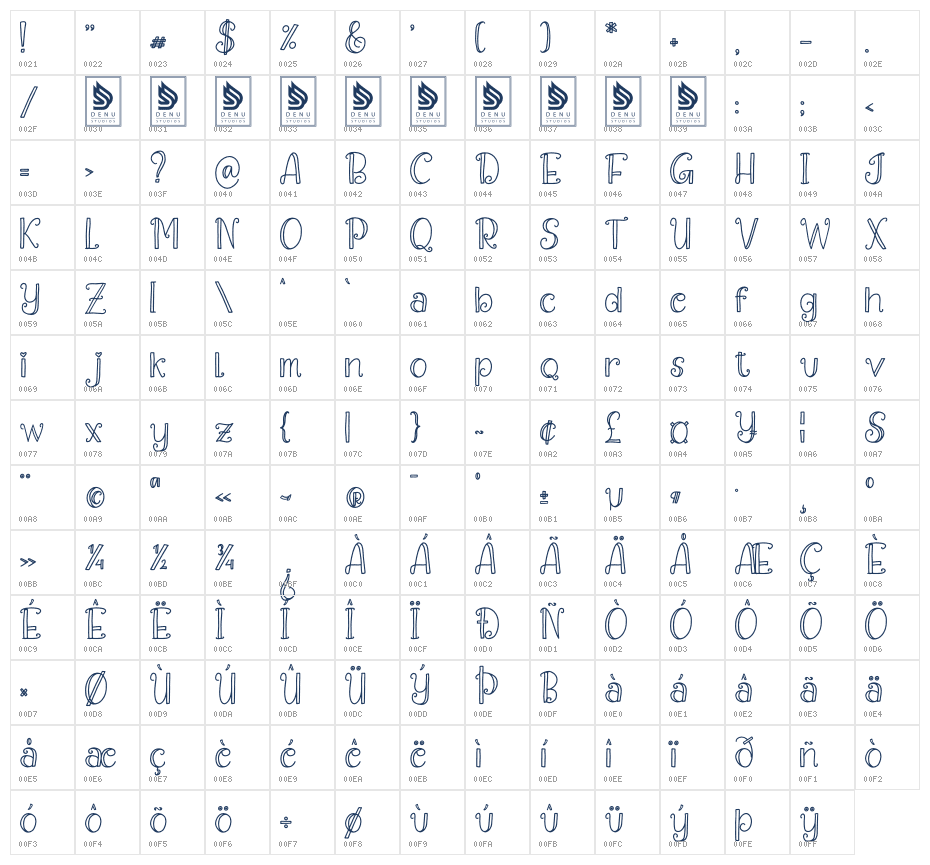 Daisyes Outline Character Map