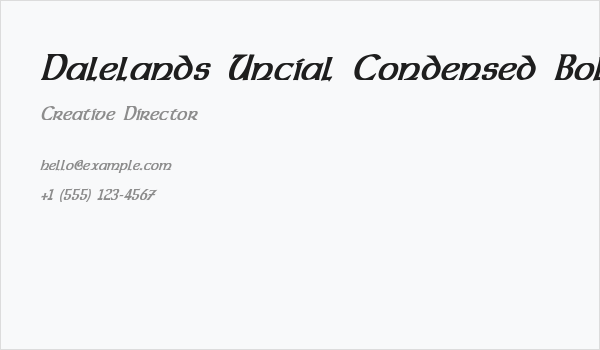 Dalelands Uncial Condensed Bold Italic Business Card
