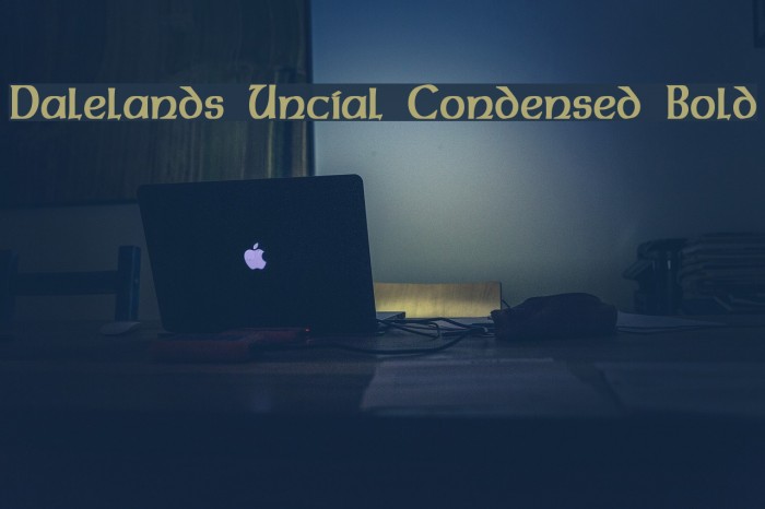 Dalelands Uncial Condensed Bold Font examples