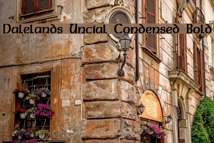 Dalelands Uncial Condensed Bold Font examples