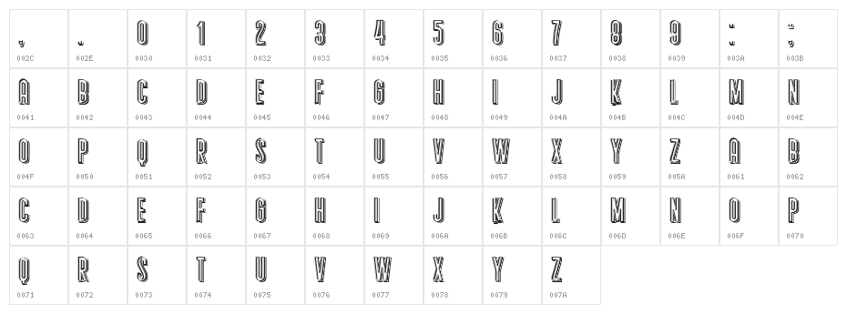 Dama Regular Character Map