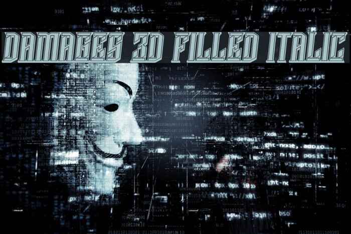 Damages 3D Filled Italic Font examples