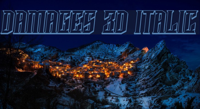 Damages 3D Italic Font examples