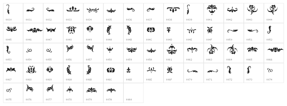 Damask Dings1 Character Map