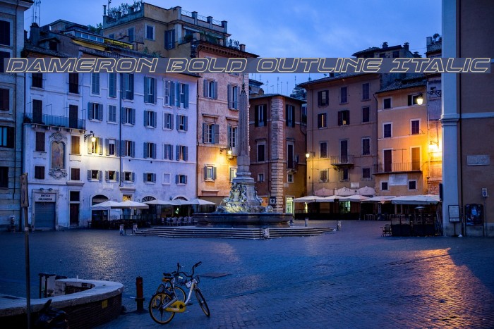 Dameron Bold Outline Italic Example 2