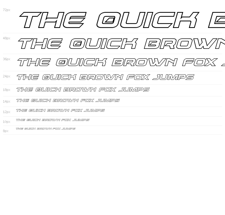 Dameron Bold Outline Italic Waterfall