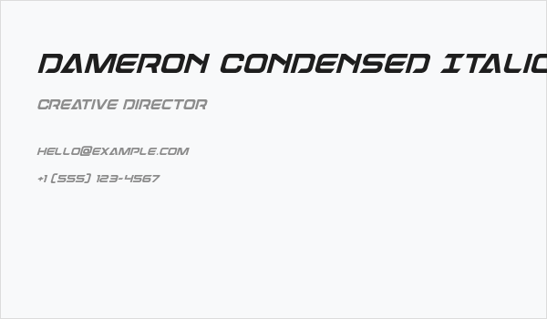 Dameron Condensed Italic Business Card