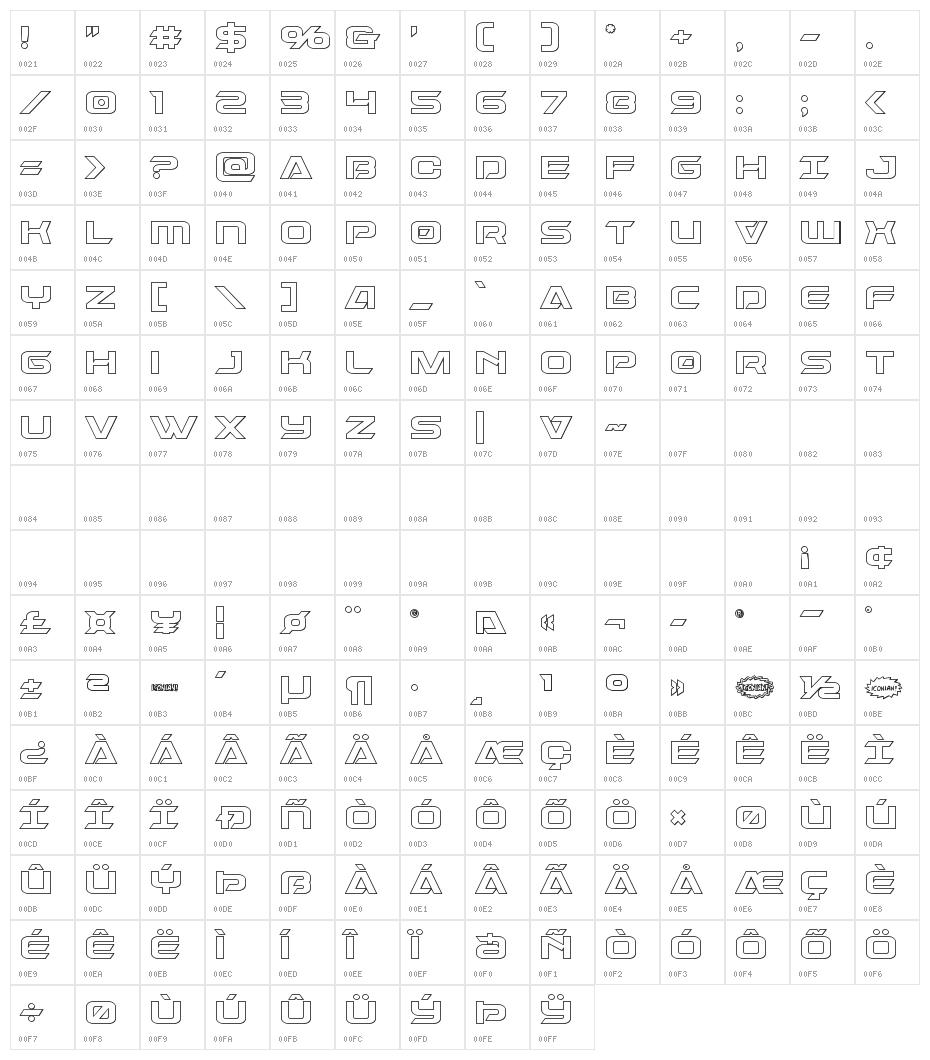 Dameron Outline Character Map
