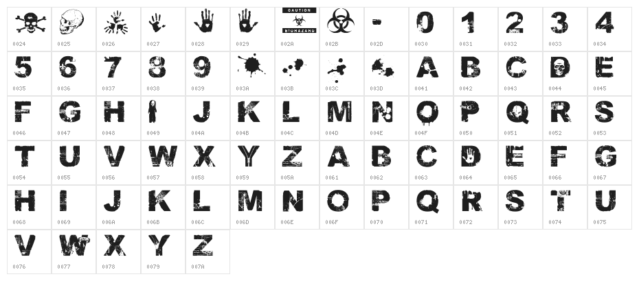 DamnedDeluxe Normal Character Map