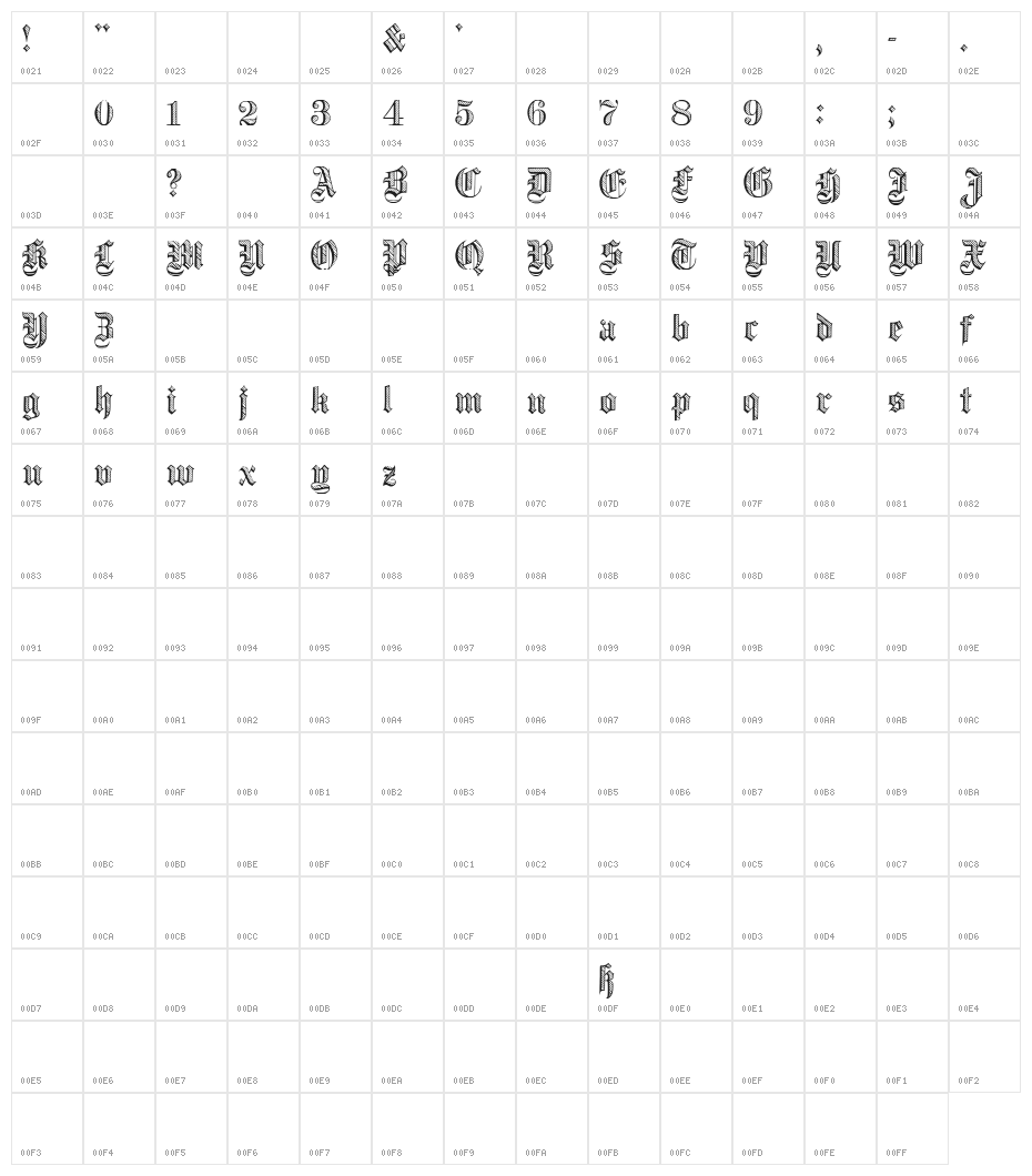 Dampfplatz DemiBold Character Map