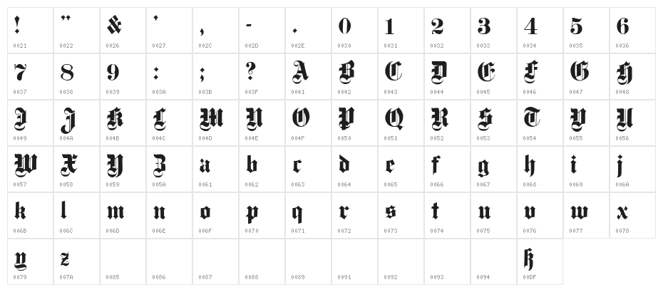 Dampfplatz Solid Black Character Map