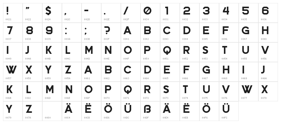 Dance Regular Character Map