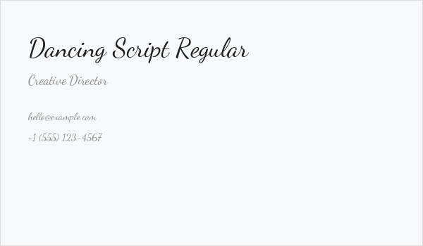 Dancing Script Regular Business Card