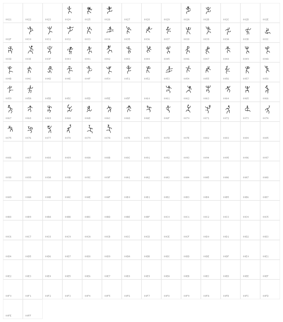DancingLetters Character Map